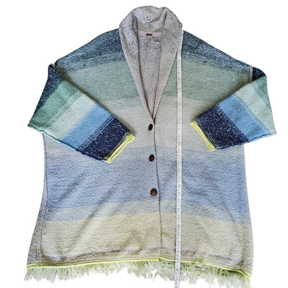 Free People Long Cardigan in Shades of Blue and Greens.  Size Small - Picture 3 of 9